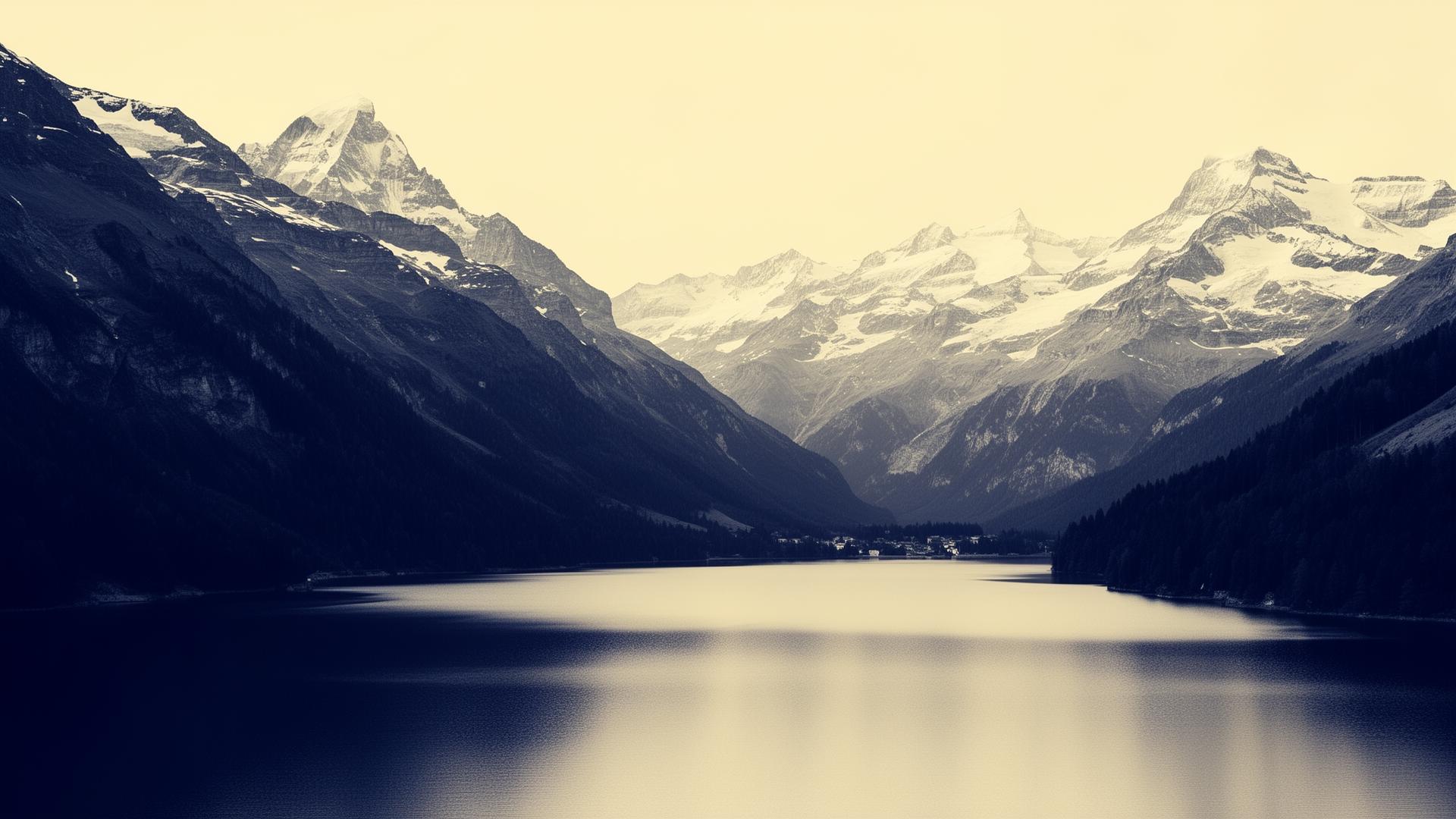 Swiss alpine lake landscape